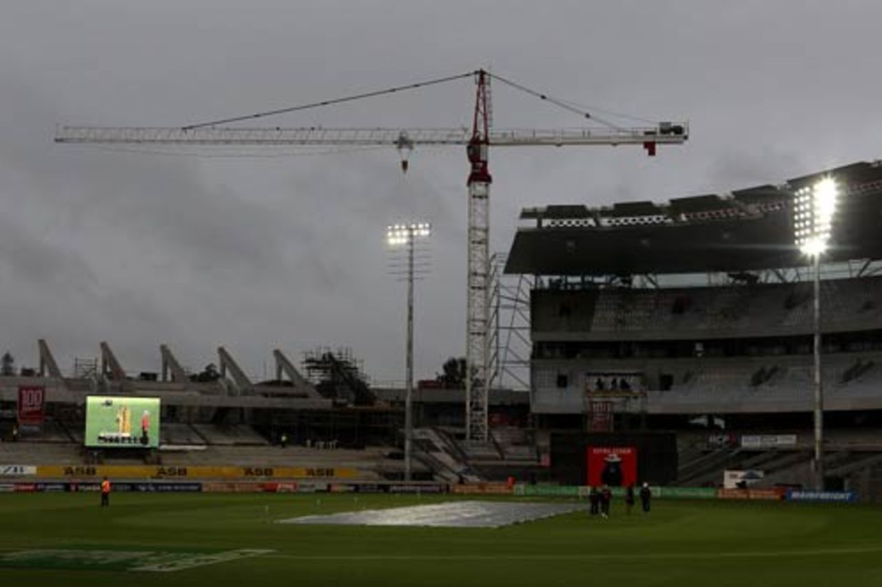 A bleak scene as the rain comes down at Eden Park, New Zealand v Australia, 4th ODI, Auckland, March 11, 2010