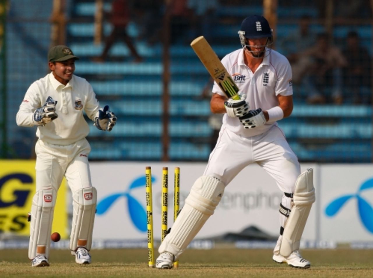 Kevin Pietersen was squared up by Abdur Razzak to be bowled for 99, Bangladesh v England, 1st Test, Chittagong, March 12, 2010
