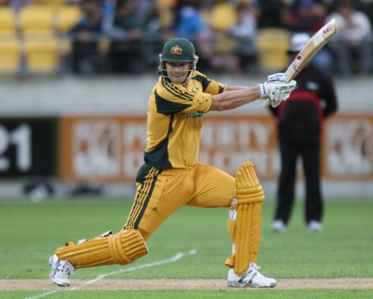 Shane Watson cuts during his half-century, New Zealand v Australia, 5th ODI, Wellington, March 13, 2010