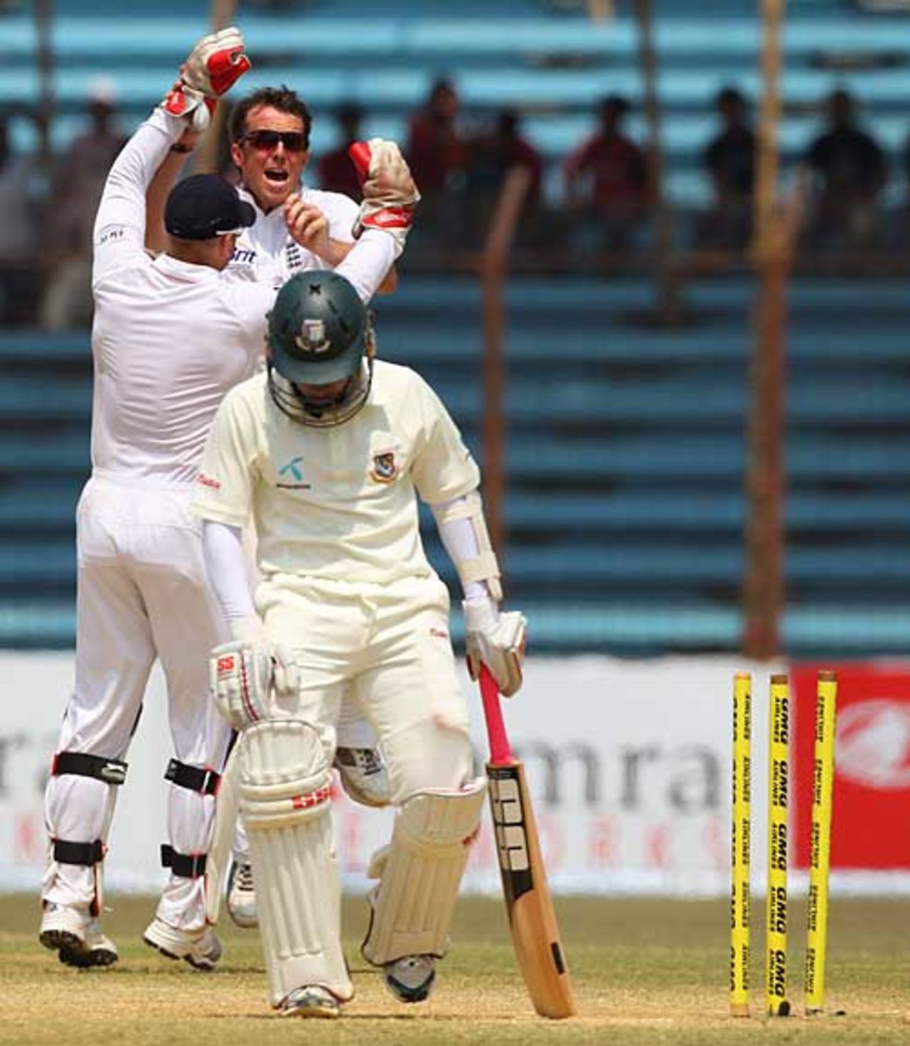 Mushfiqur Rahim was bowled by Graeme Swann for 95, Bangladesh v England, 1st Test, Chittagong, March 16, 2010