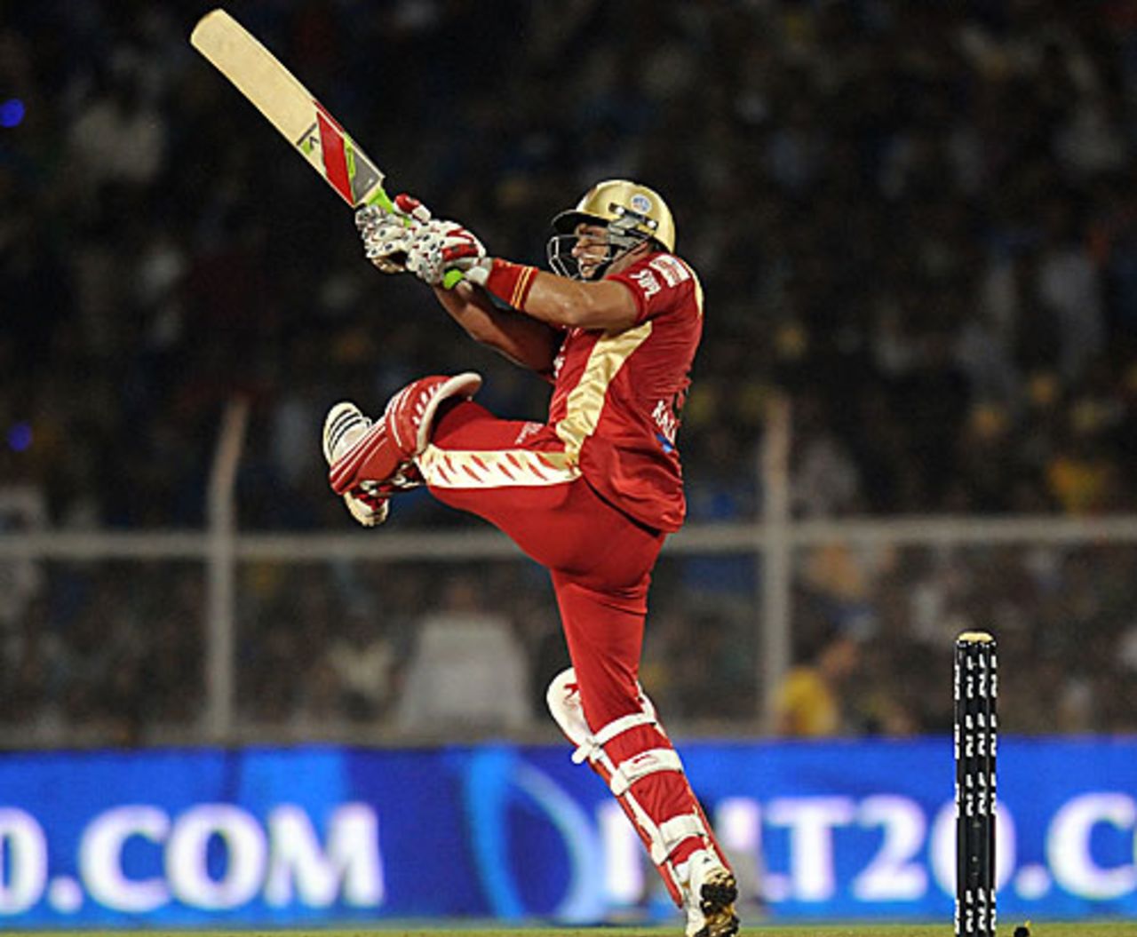 Jacques Kallis bludgeons one over the on side, Mumbai Indians v Royal Challengers Bangalore, IPL, Mumbai, March 20, 2010