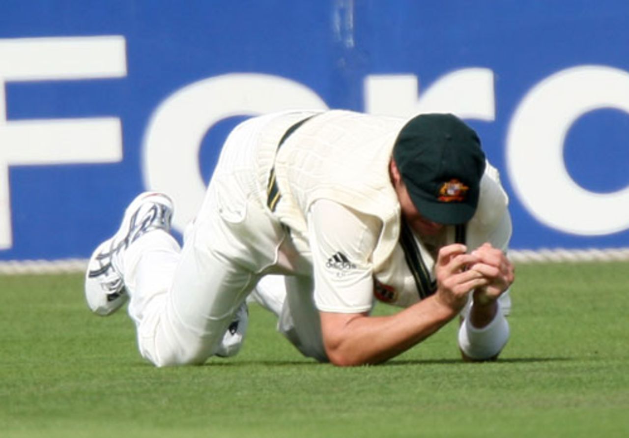 Ryan Harris takes the catch of Brendon McCullum at fine leg, 1st Test, 3rd day, Wellington, March 21, 2010