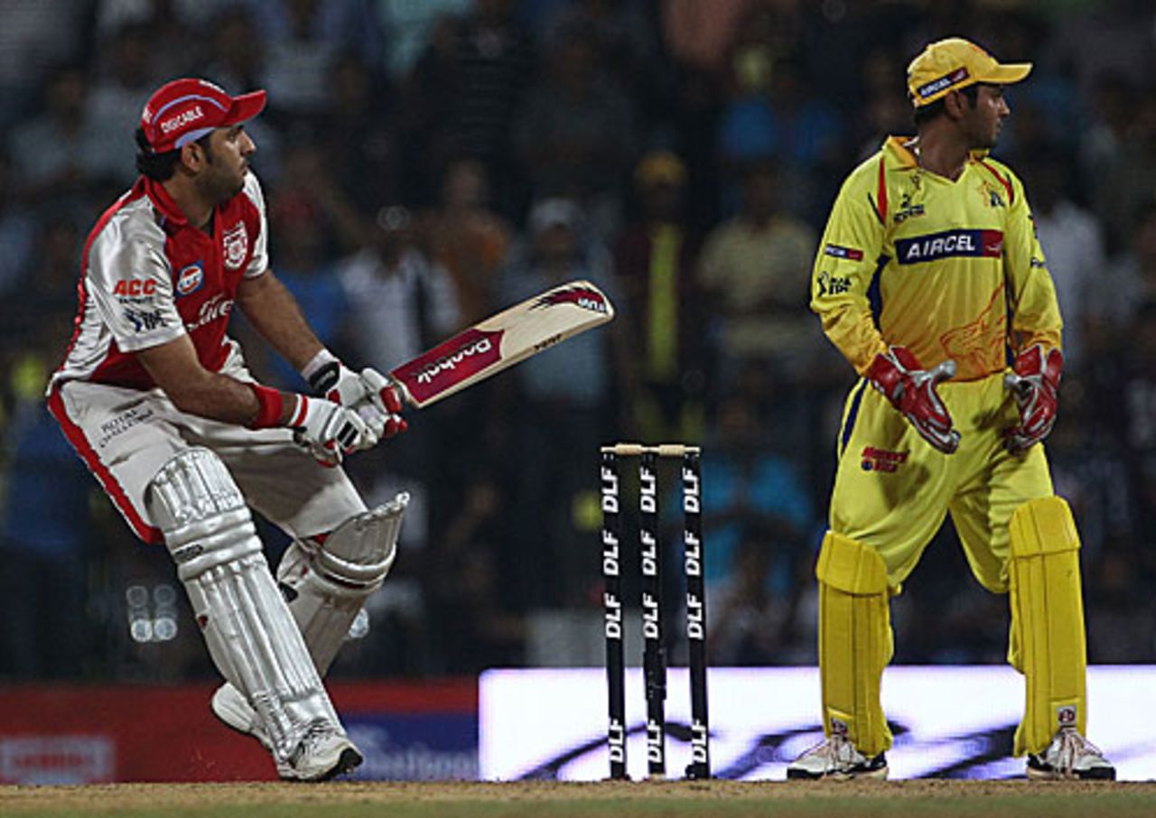 The shot that sealed a thriller - Yuvraj Singh gambles with the reverse sweep in the Super Over, Chennai Super Kings v Kings XI Punjab, IPL, Chennai, March 21, 2010