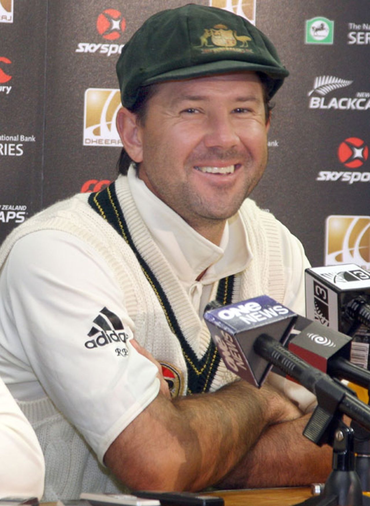 Ricky Ponting is happy after the 10-wicket win, New Zealand v Australia, 1st Test, 5th day, Wellington, March 23, 2010