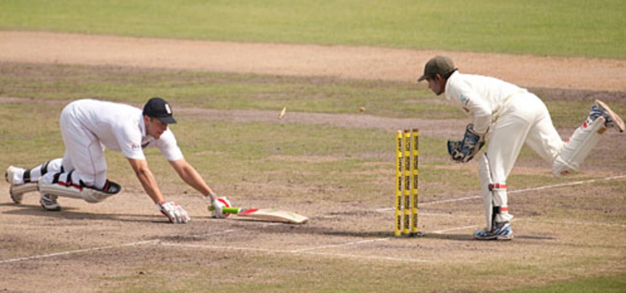 Tim Bresnan worked his way to 91 before charging down the crease and being stumped by Mushfiqur Rahim, Bangladesh v England, 2nd Test, Dhaka, March 23, 2010