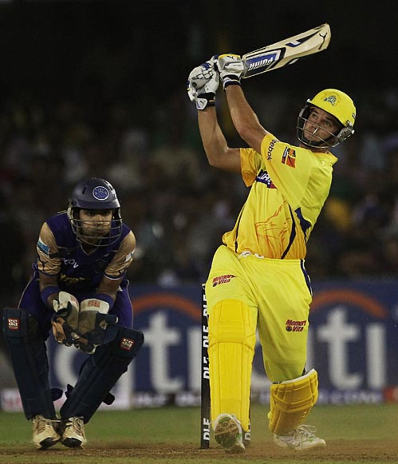 Albie Morkel smashes over the midwicket boundary, Rajasthan Royals v Chennai Super Kings, IPL, March 28, 2010