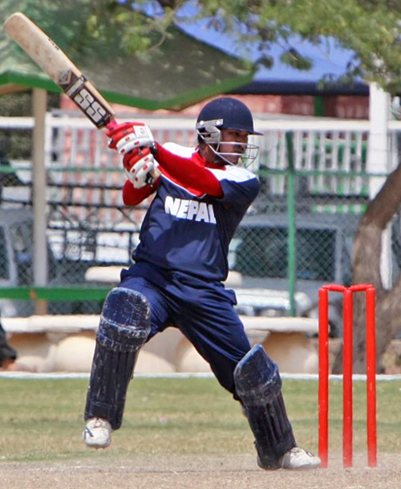 Mehboob Alam in action for Nepal against Hong Kong at the ACC Trophy Elite 2010 being played in Kuwait