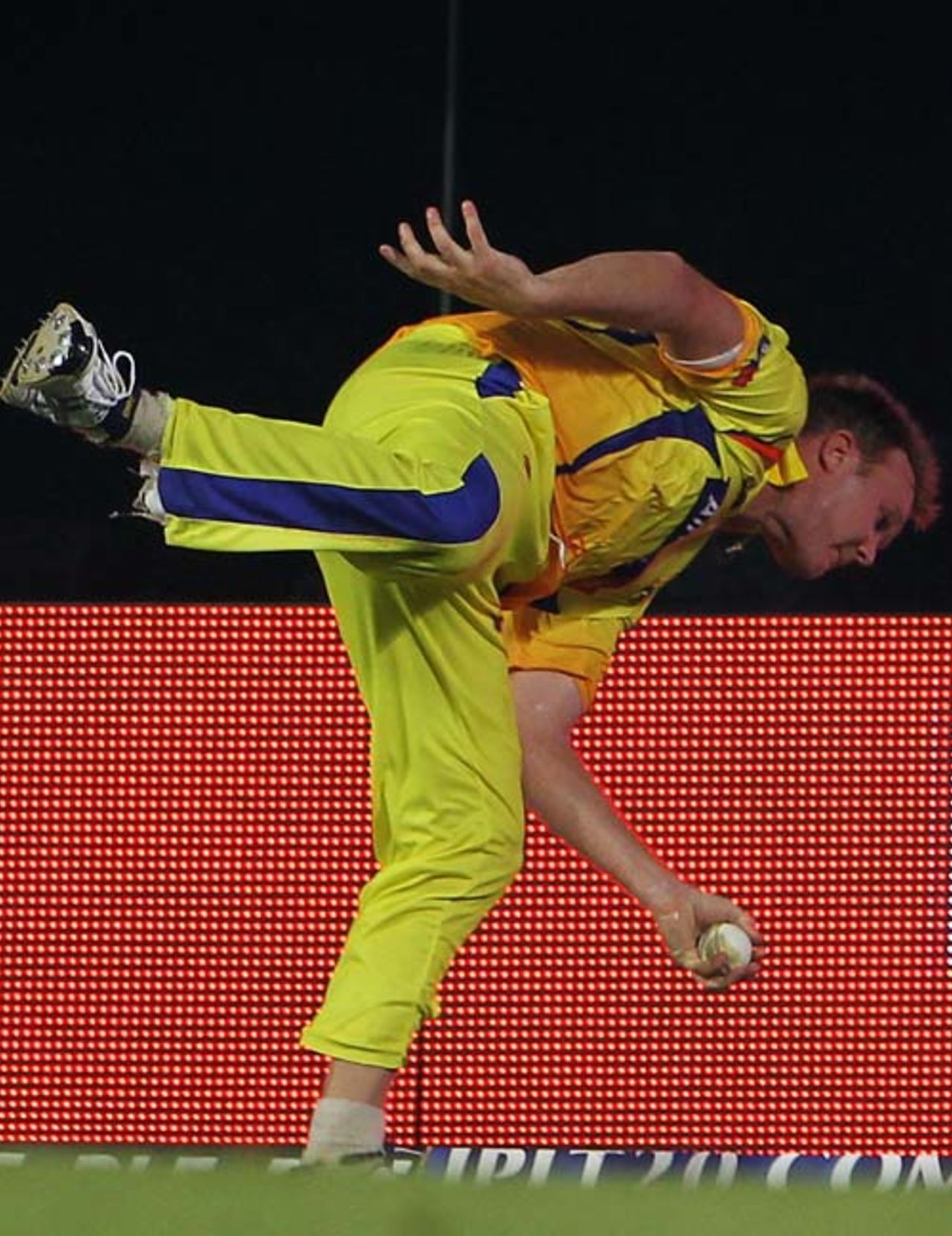 Doug Bollinger in the process of pouching a stunning catch, Chennai Super Kings v Rajasthan Royals, IPL, Chennai, April 3, 2010