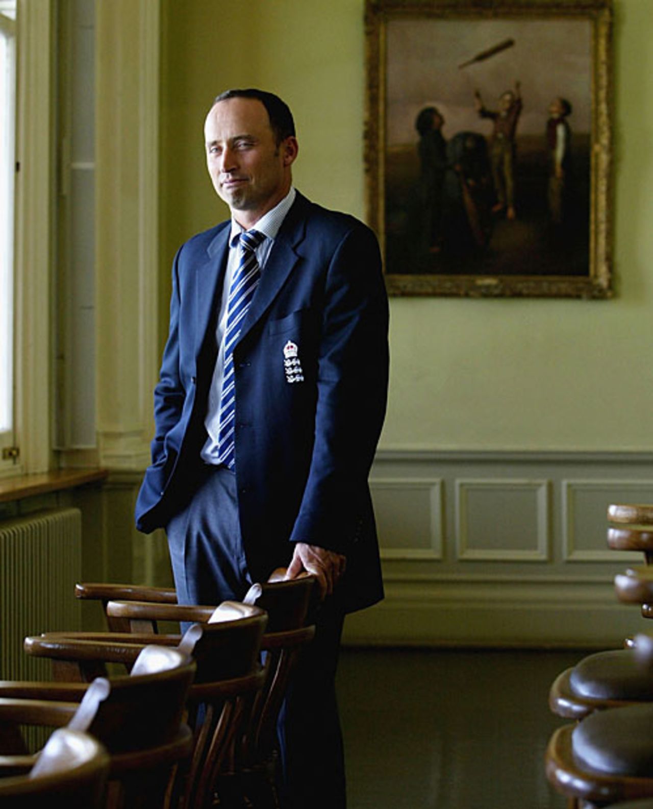 Nasser Hussain at the Long Room, Lord's, May 27, 2004
