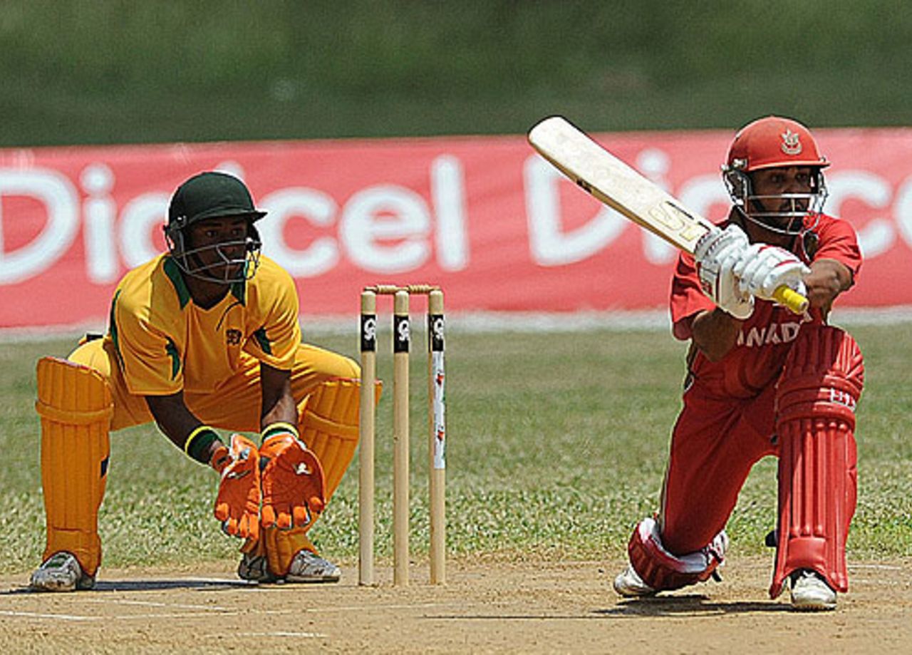 Ashish Bagai sweeps during his 53 against Jamaica, Jamaica v Canada, Twenty20 tour match, Discovery Bay, April 8, 2010 