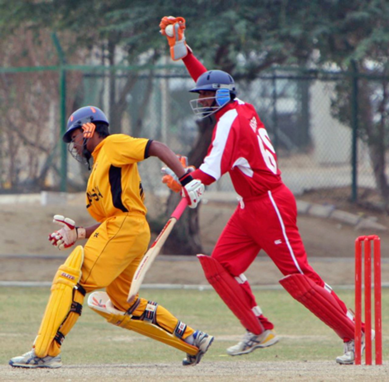 Nasir Hameed catches Faris Almas for 42 off the bowling of Najeeb Amar in the ACC trophy Elite 2010 3rd/4th Play-off match played in Kuwait