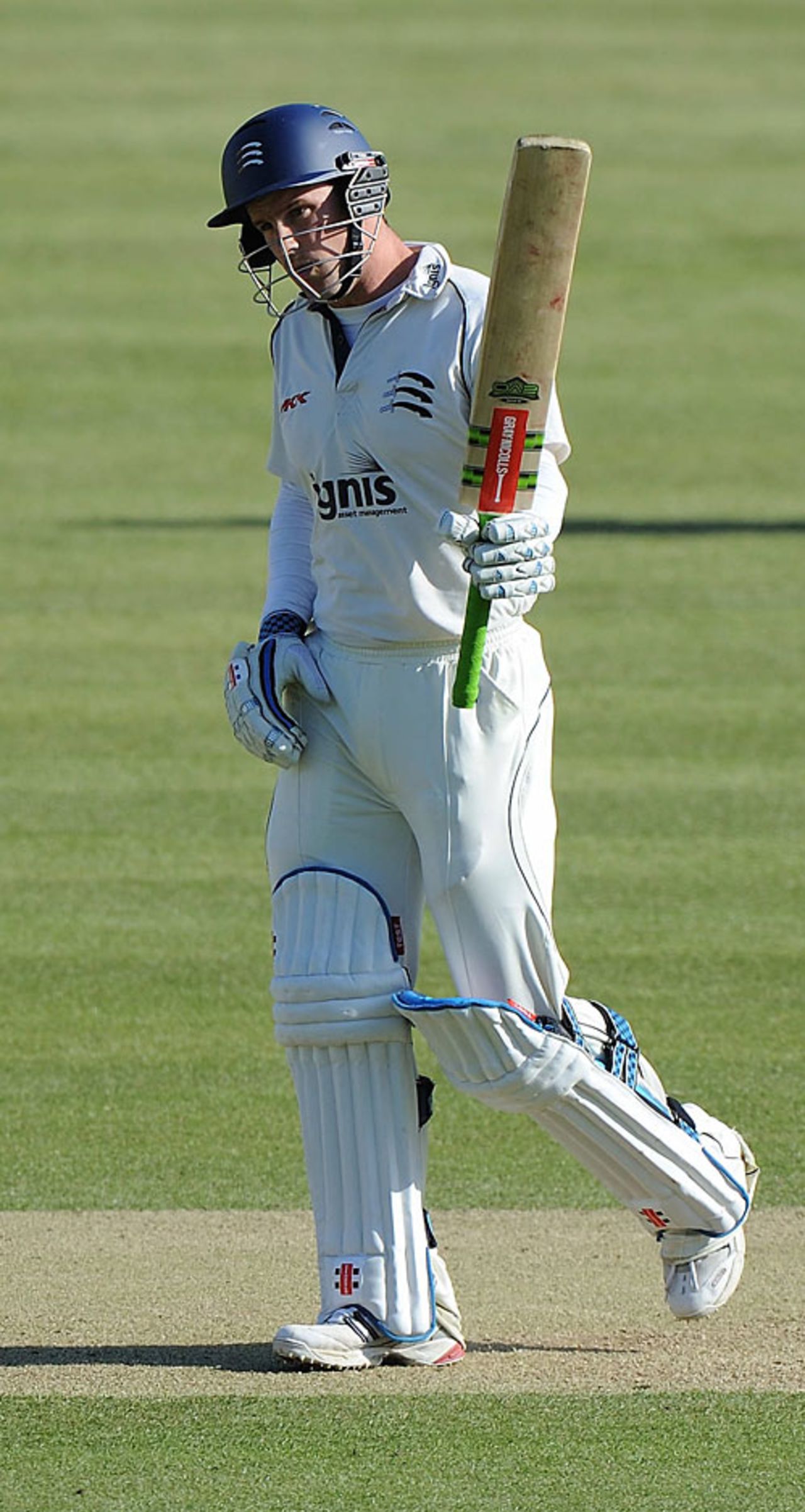 Andrew Strauss celebrates his half century in muted fashion, Middlesex v Glamorgan, County Championship, Division Two, Lord's, April 17, 2010