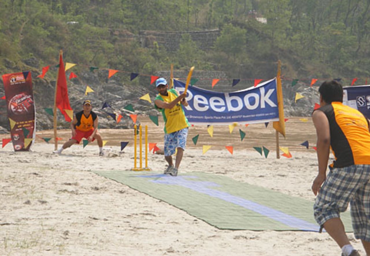 Beach cricket, Nepal style, Riverside Springs Resort, Nepal, April 19, 20110