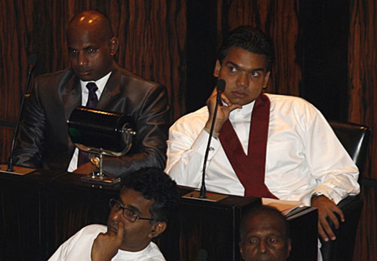 Sanath Jayasuriya sits in parliament, Colombo, April 22, 2010