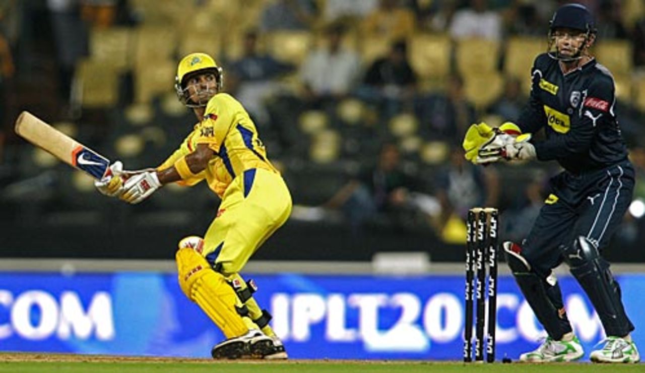 S Badrinath plays behind square, Deccan Chargers v Chennai Super Kings, IPL, 2nd semi-final, April 22, 2010