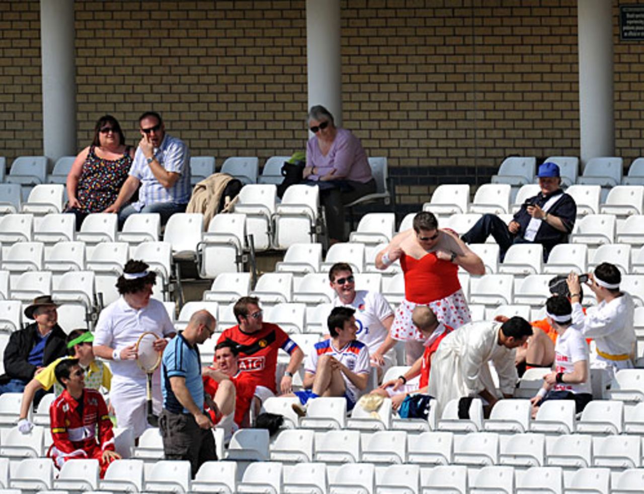 Cricket fans in fancy dress in the stands, Nottinghamshire v Kent, Trent Bridge, April 17, 2010