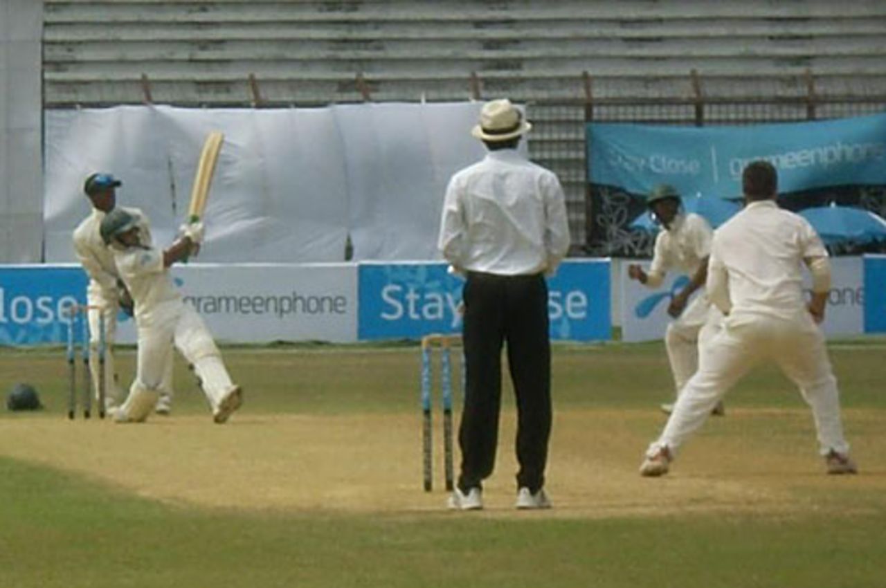 Rony Talukder pulls Wiann Van Zyl for six, Bangladesh A v South Africa A, Mirpur, April 25, 2010