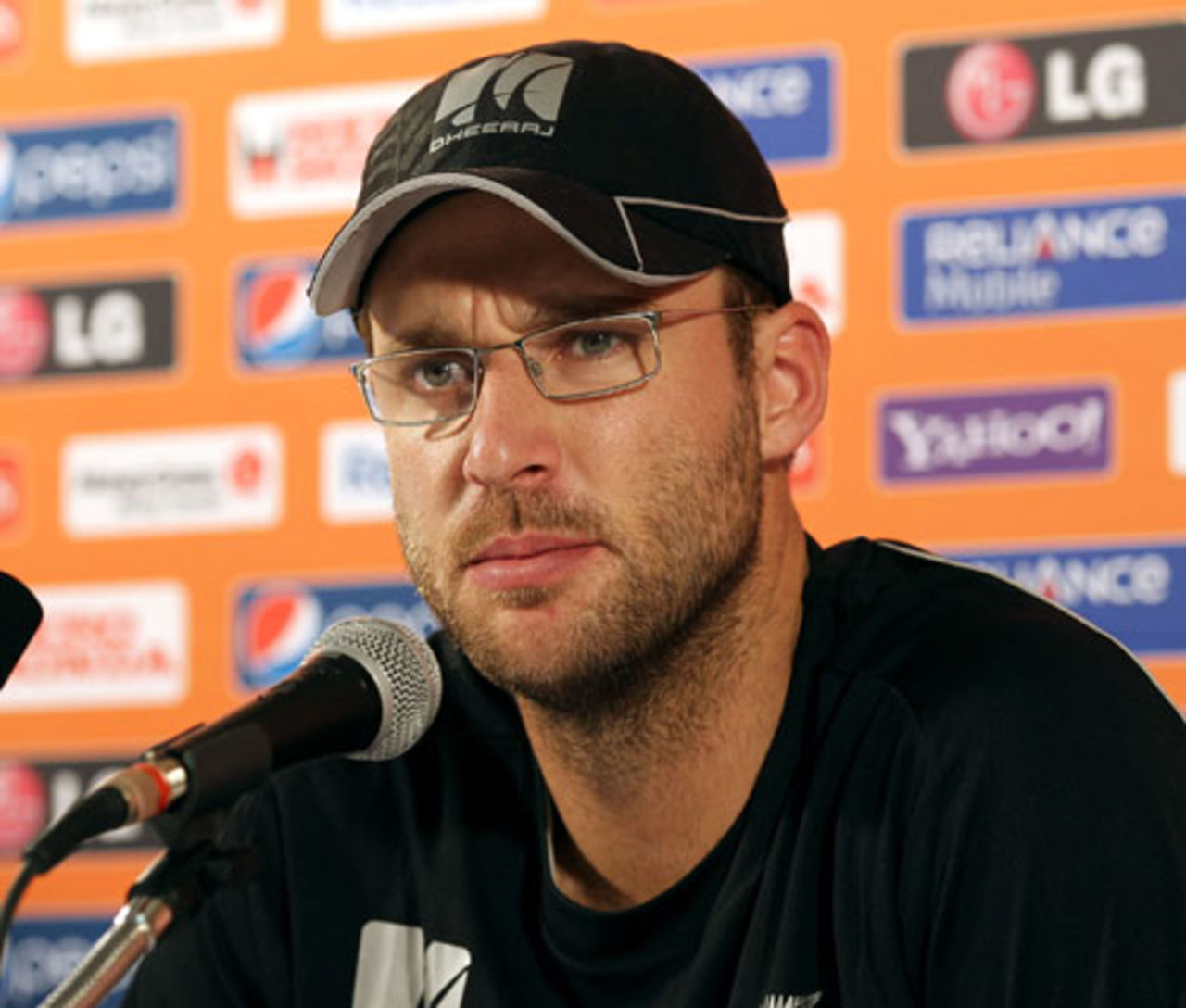 Daniel Vettori addresses the media in Guyana ahead of the World Twenty20 tournament in the West Indies, Guyana, April 26, 2010