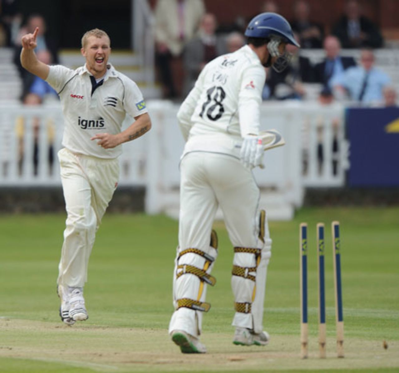 Gareth Berg is delighted to see the end of Jon Lewis, who clubbed 43 to give Gloucestershire a first-innings lead, Middlesex v Gloucestershire, County Championship, Division Two, Lord's, April 29, 2010
