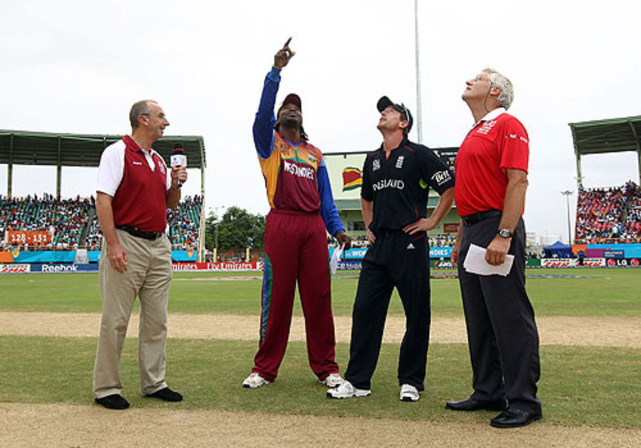Chris Gayle wins the toss and bowls first, West Indies v England, ICC World Twenty20, Guyana, May 3, 2010