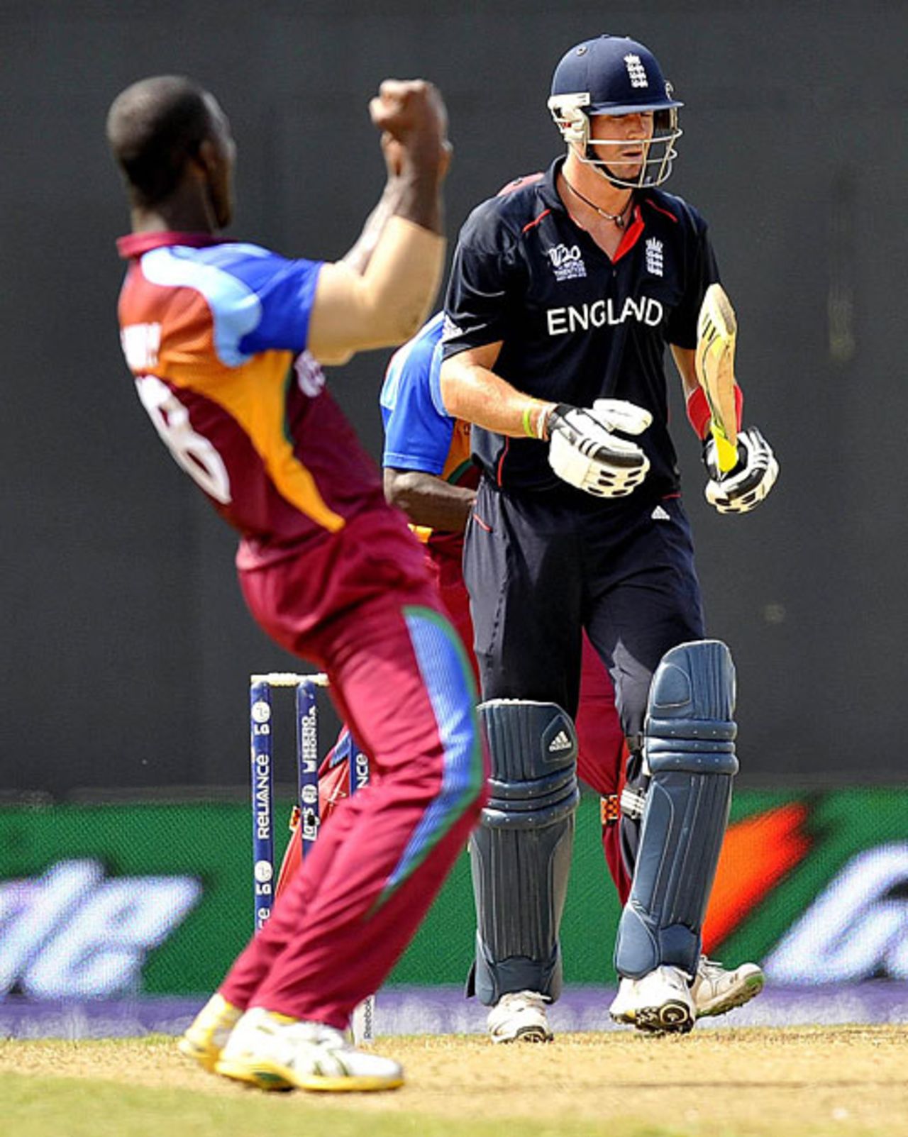 Kevin Pietersen started well but was caught on the boundary off Darren Sammy, West Indies v England, ICC World Twenty20, Guyana, May 3, 2010