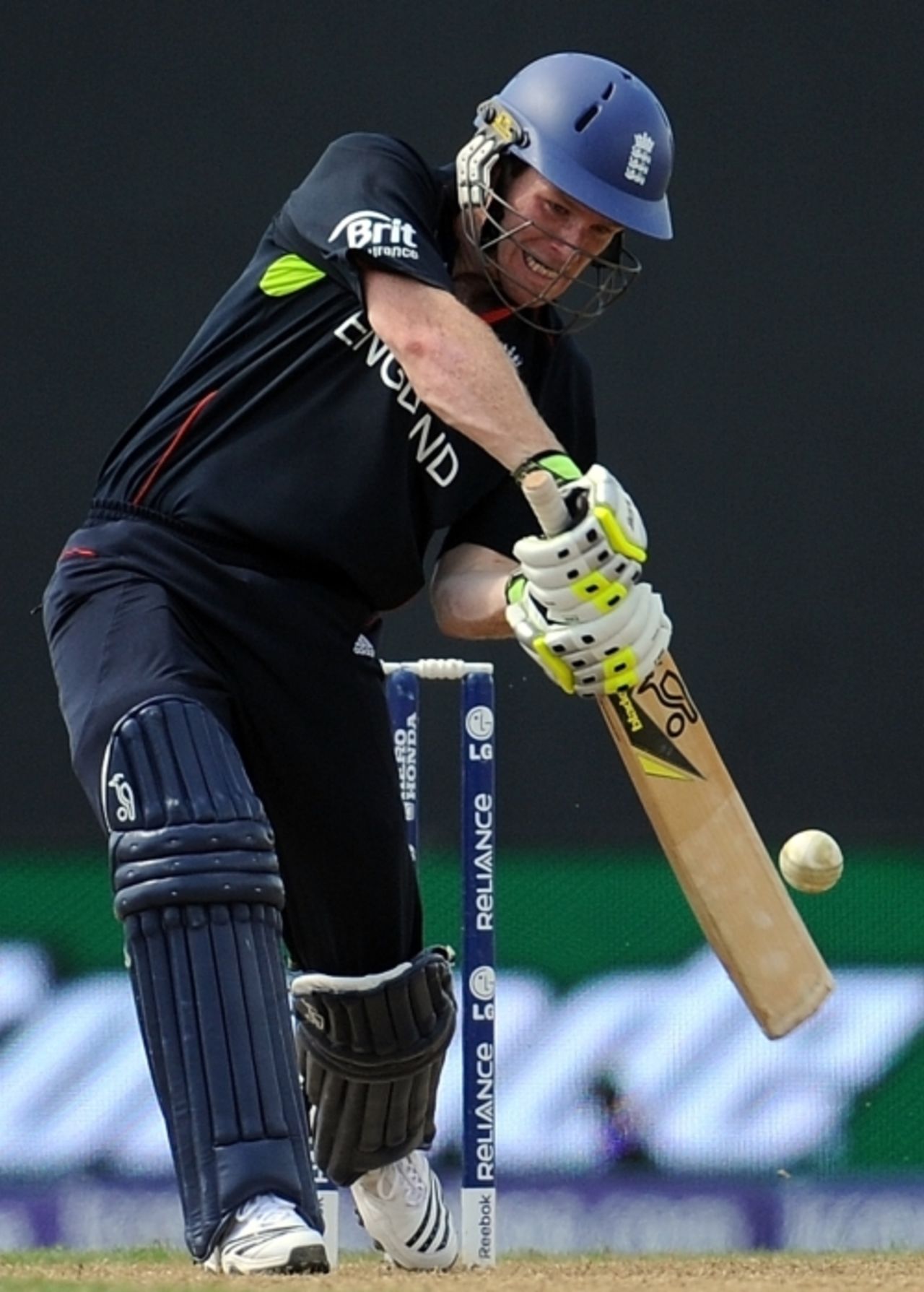 Eoin Morgan cracked 55 from 35 balls to seize the momentum in England's favour, West Indies v England, World Twenty20, Guyana, May 3, 2010