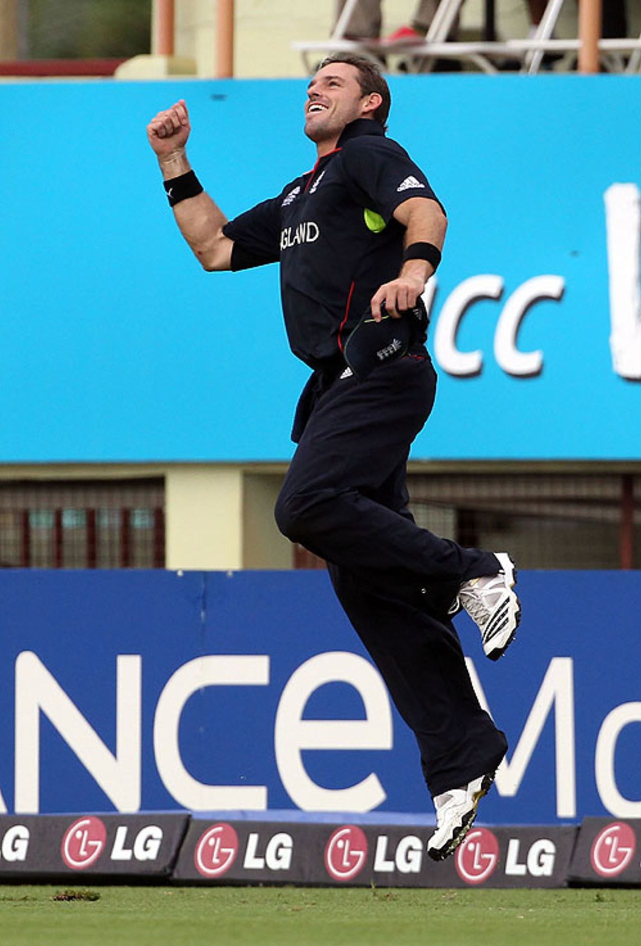 Michael Lumb intercepted a firm pull from Paul Stirling to give England their first wicket, England v Ireland, World Twenty20, Guyana, May 4, 2010
