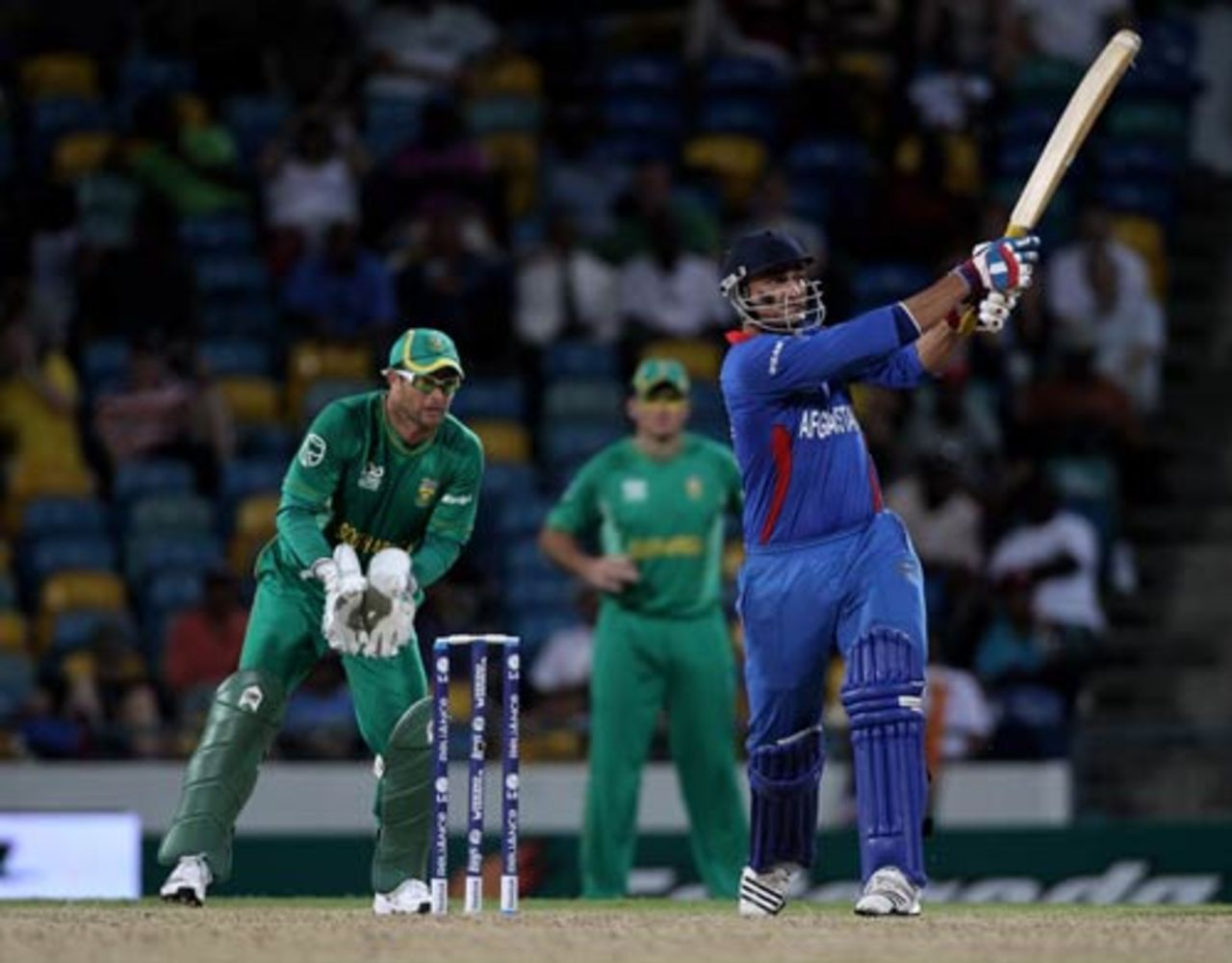 Hamid Hassan smashes one down the ground, Afghanistan v South Africa, ICC World Twenty20, Bridgetown, May 5, 2010