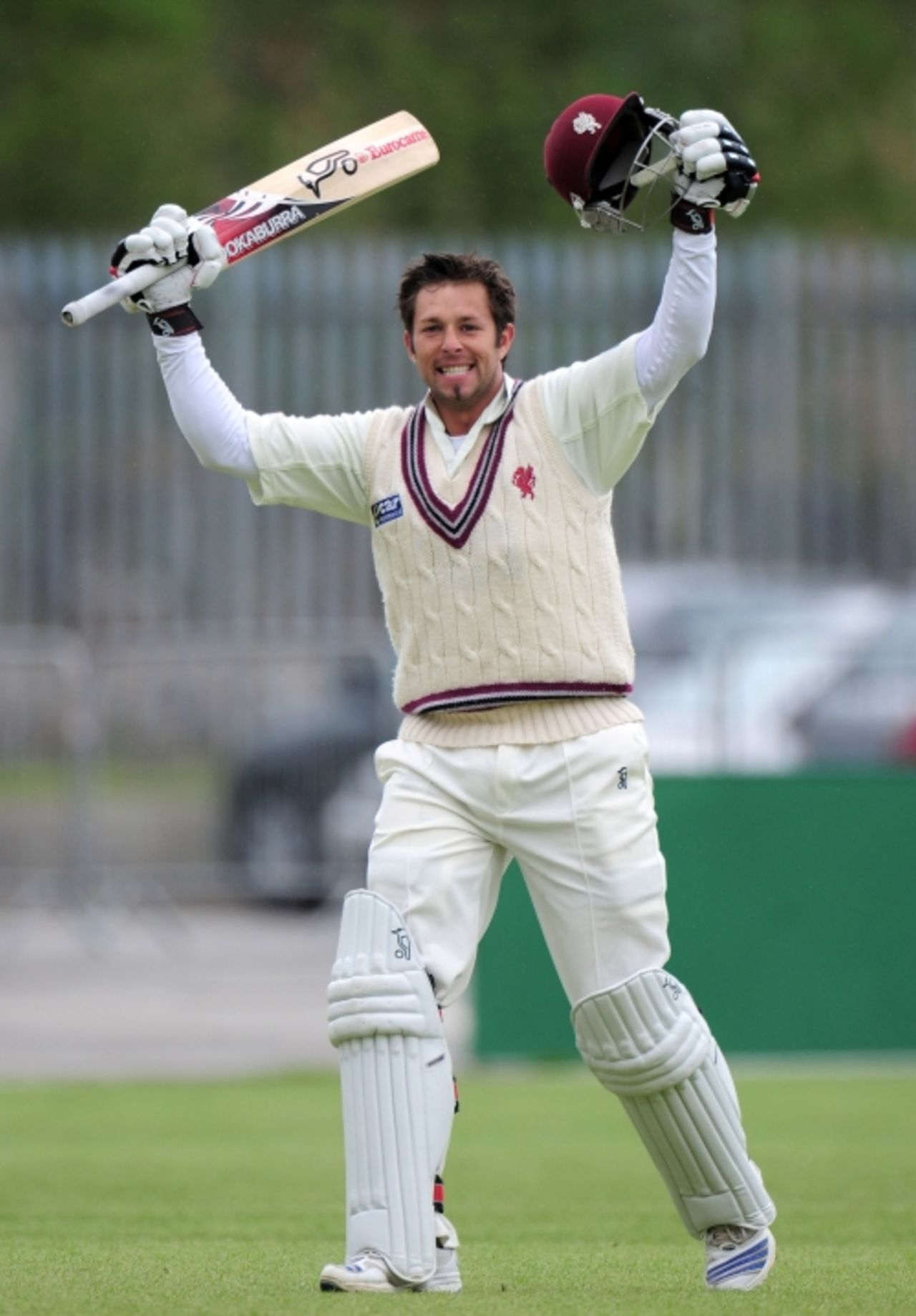 Peter Trego celebrates his hundred against Lancashire, Somerset v Lancashire, County Championship, Division One, Old Trafford, May 6, 2010