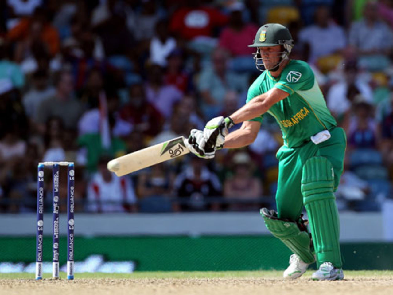 AB de Villiers looks to score through the off side, New Zealand v South Africa, Group E, Bridgetown, May 6, 2010

