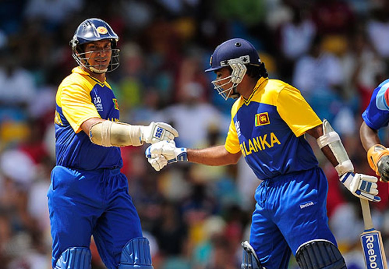 Kumar Sangakkara and Mahela Jayawardene put West Indies on the rack at Bridgetown with a second-wicket stand of 164, West Indies v Sri Lanka, Super Eights, ICC World Twenty20, Bridgetown, May 7, 2010