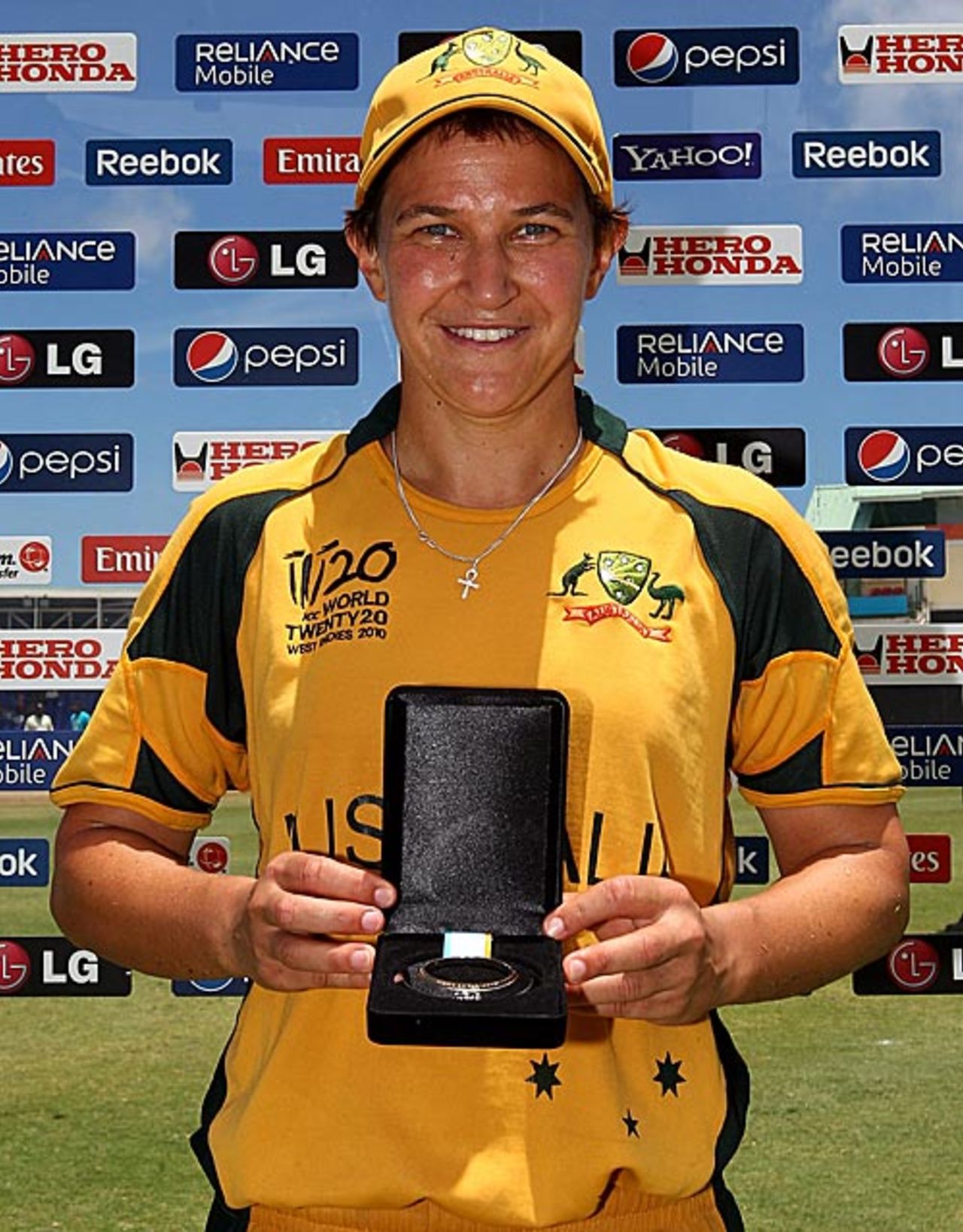 Shelley Nitschke was Player of the Match for her all-round effort, Australia women v South Africa women, Group A, ICC Women's World Twenty20, St Kitts, May 7, 2010