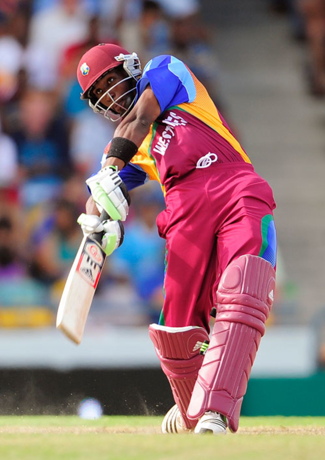 Dwayne Bravo made a run-a-ball 23 in West Indies' reply, West Indies v Sri Lanka, Super Eights, ICC World Twenty20, Bridgetown, May 7, 2010