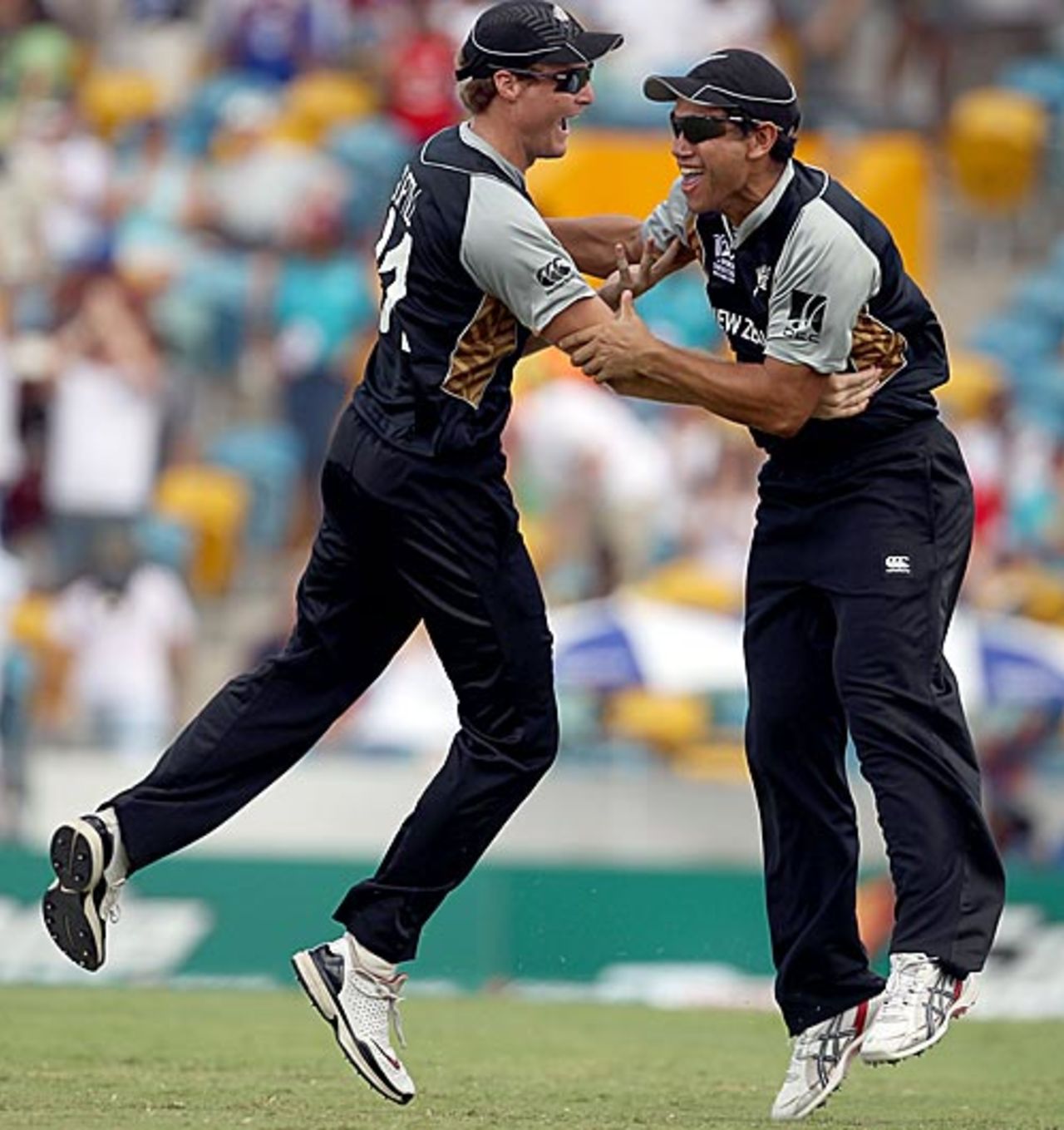 Martin Guptill and Ross Taylor celebrate New Zealand's win, New Zealand v Pakistan, Super Eights, Group E, World Twenty20, Barbados, May 8, 2010

