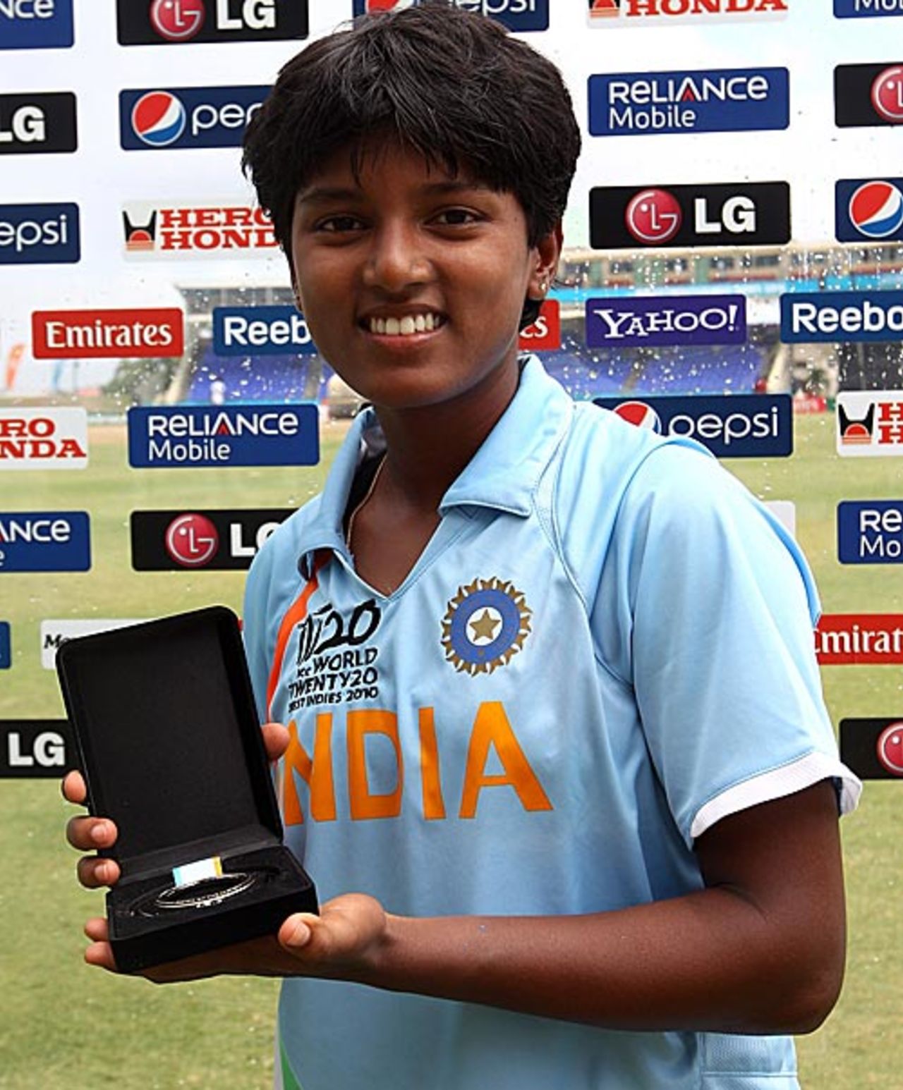 Poonam Raut was Player of the Match, India women v Pakistan women, ICC Women's World Twenty20, Group B, St Kitts, May 8, 2010