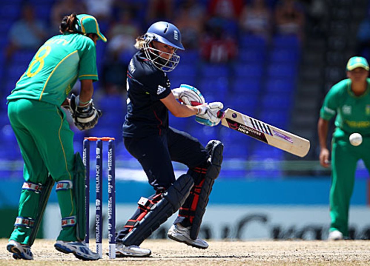 Laura Marsh cuts deftly during her 33, England v South Africa, ICC Women's World Twenty20, Group A, St Kitts, May 9, 2010