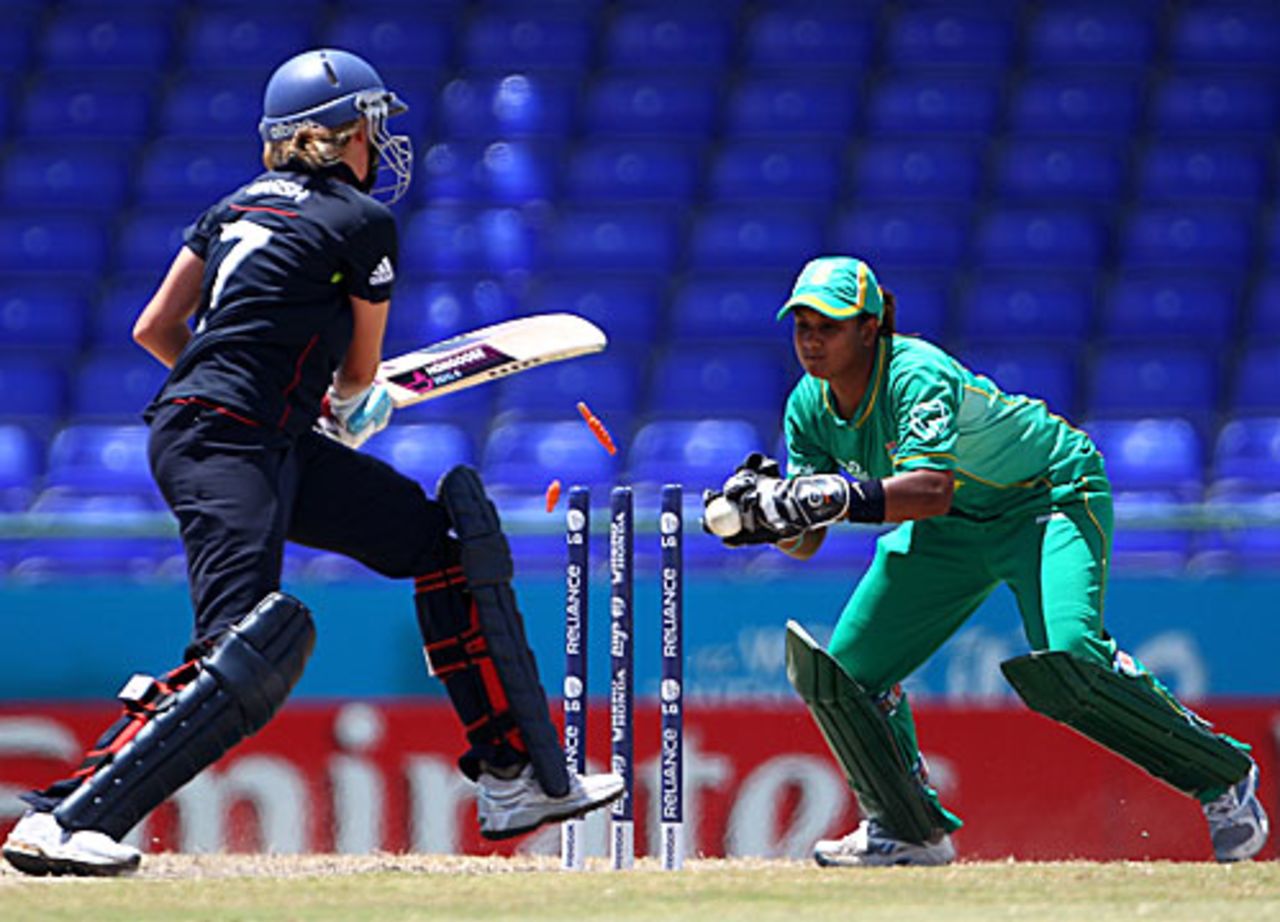 Laura Marsh is stumped by Trisha Chetty, England v South Africa, ICC Women's World Twenty20, Group A, St Kitts, May 9, 2010