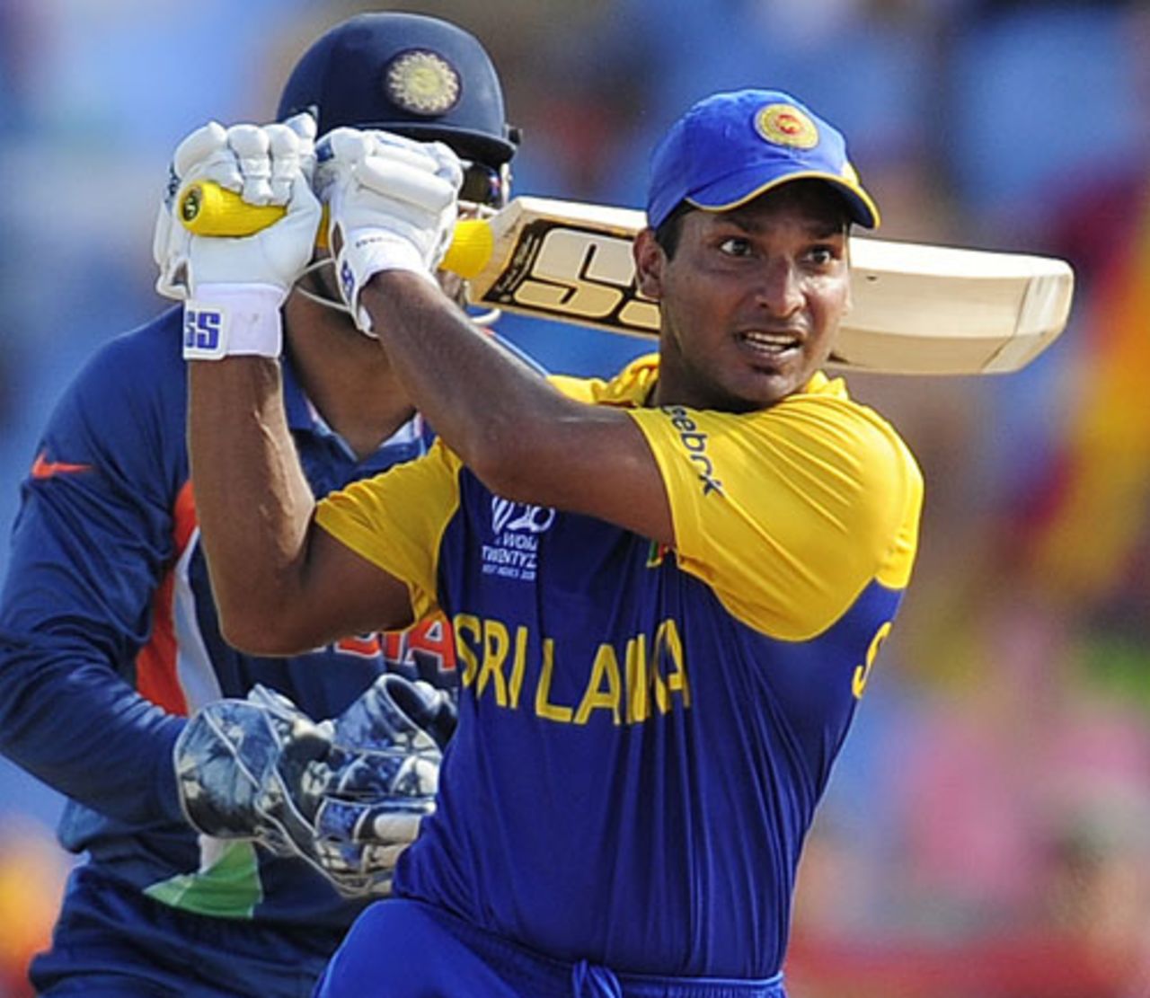 Kumar Sangakkara made an important 46, Sri Lanka v India, Group F, World Twenty20, St Lucia, May 11, 2010
