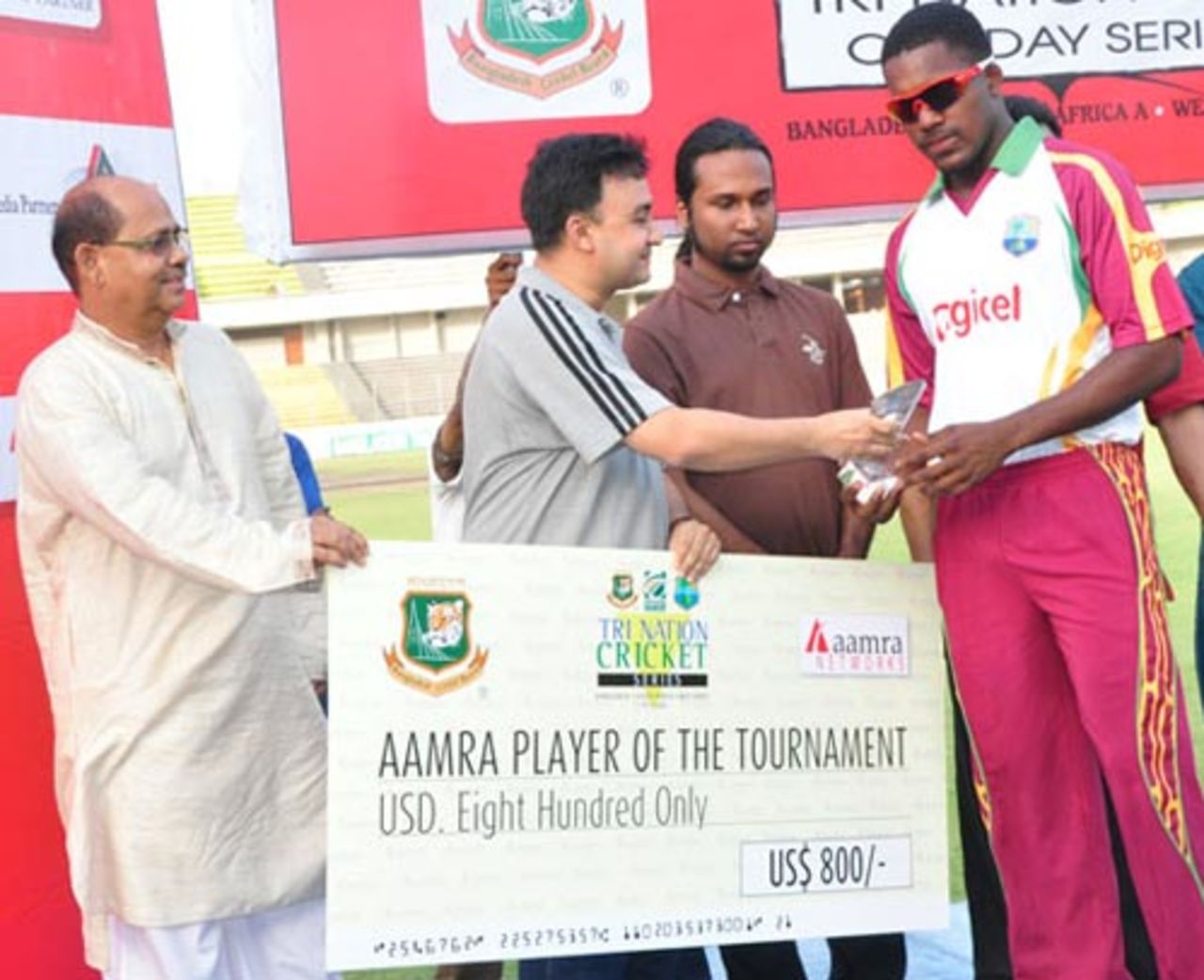 Darren Bravo was Man of the Series in the tri-nation tournament, South Africa A v West Indies A, Bangladesh A team tri-series final, Mirpur, May 14, 2010