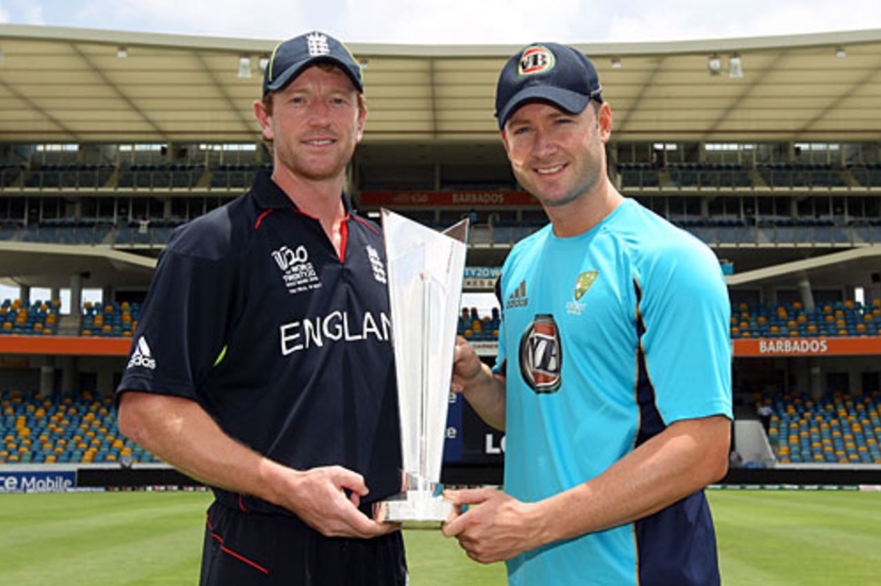 Paul Collingwood and Michael Clarke will go head to head for the World Twenty20 on Sunday, Bridgetown, May 15, 2010