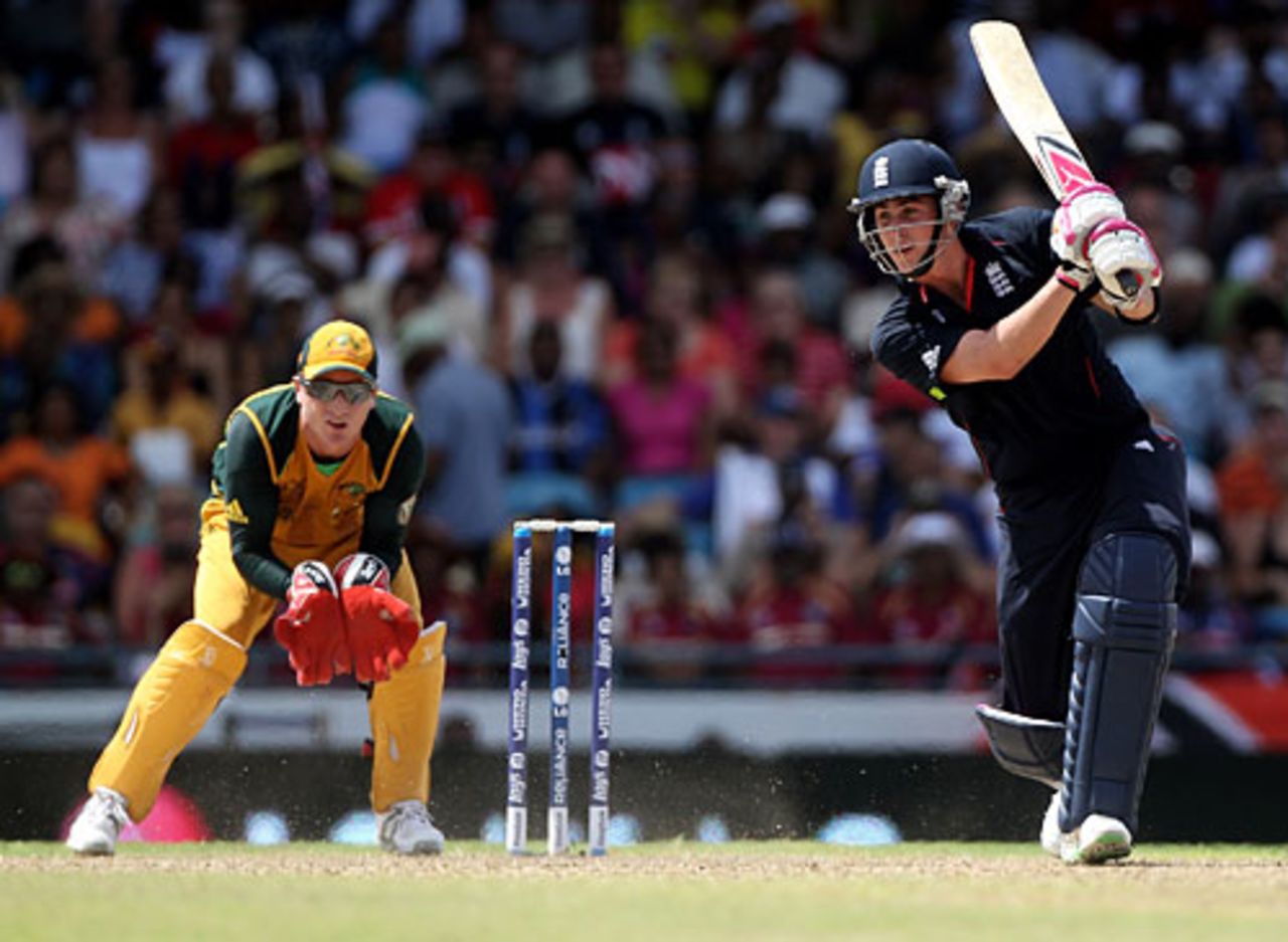 Craig Kieswetter raced to his first fifty of the tournament as England took charge, England v Australia, ICC World Twenty20 final, Barbados, May 16, 2010