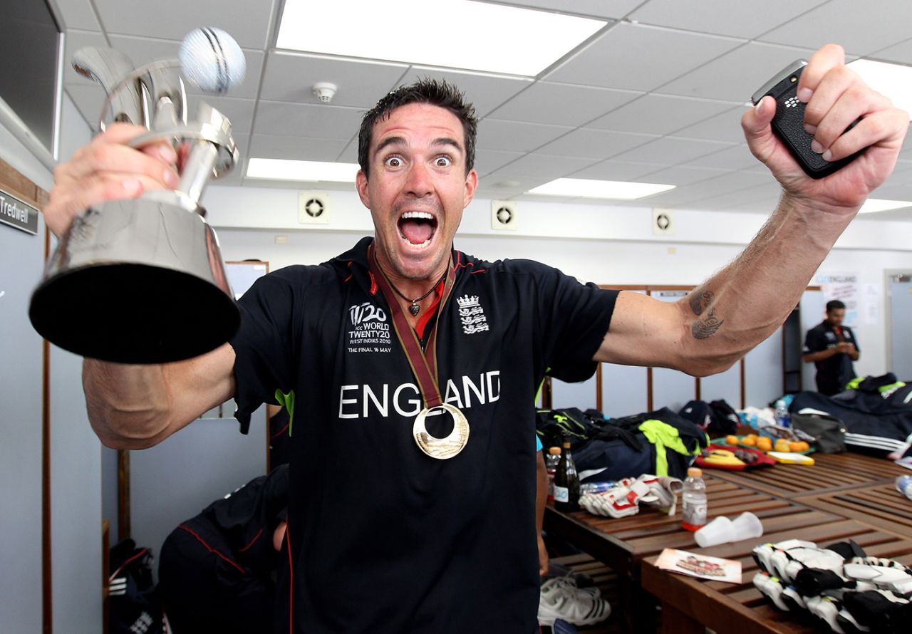 Kevin Pietersen cannot hide his delight, England v Australia, ICC World Twenty20 final, Barbados, May 16, 2010