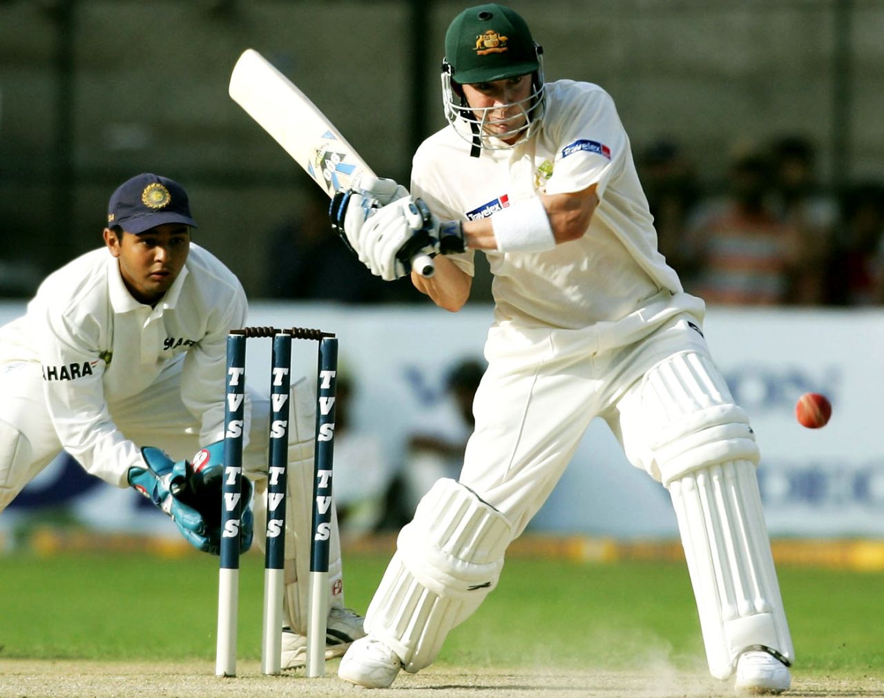 Michael Clarke bats, India v Australia, first Test, Bangalore, October 6, 2004