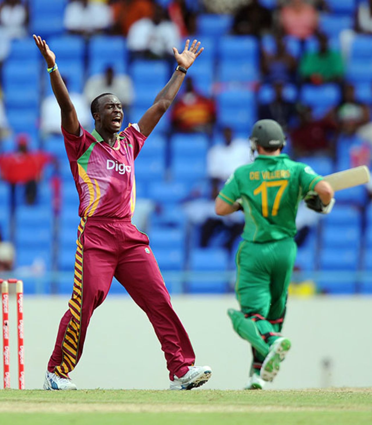 Kemar Roach claimed 2 for 25 in four overs. West Indies v South Africa, 1st Twenty20, Antigua, May 19, 2010