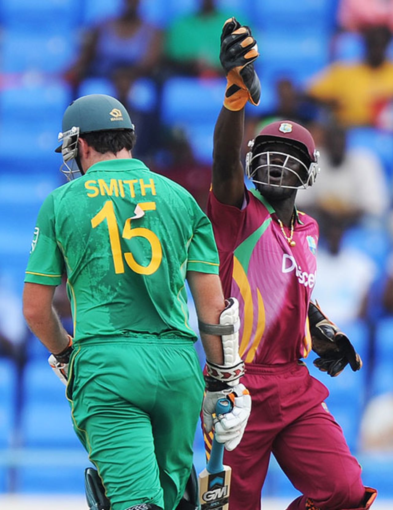 Graeme Smith gave himself out stumped despite being in his ground when the bails were removed. West Indies v South Africa, 1st Twenty20, Antigua, May 19, 2010