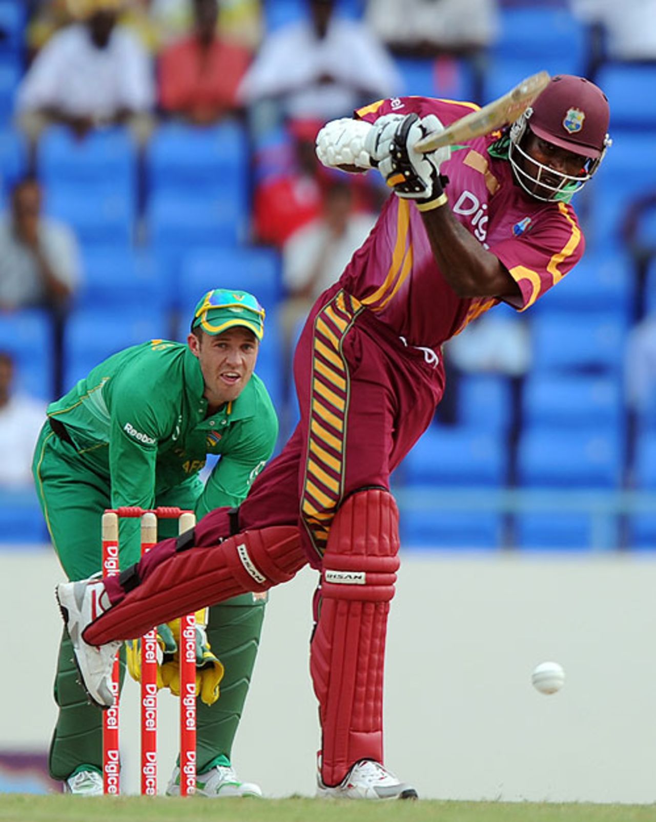Chris Gayle managed just 14 as West Indies stuttered in their run-chase. West Indies v South Africa, 1st Twenty20, Antigua, May 19, 2010
