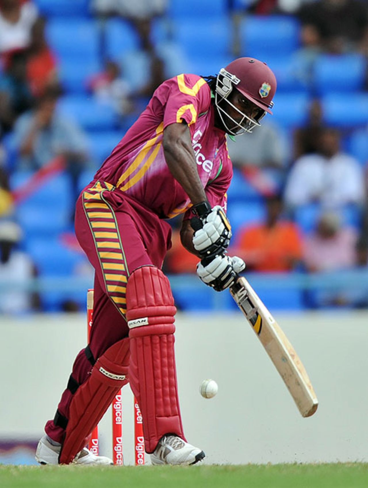 Chris Gayle made 45 from 39 balls in West Indies' reply, West Indies v South Africa, 1st ODI, Antigua, May 22, 2010