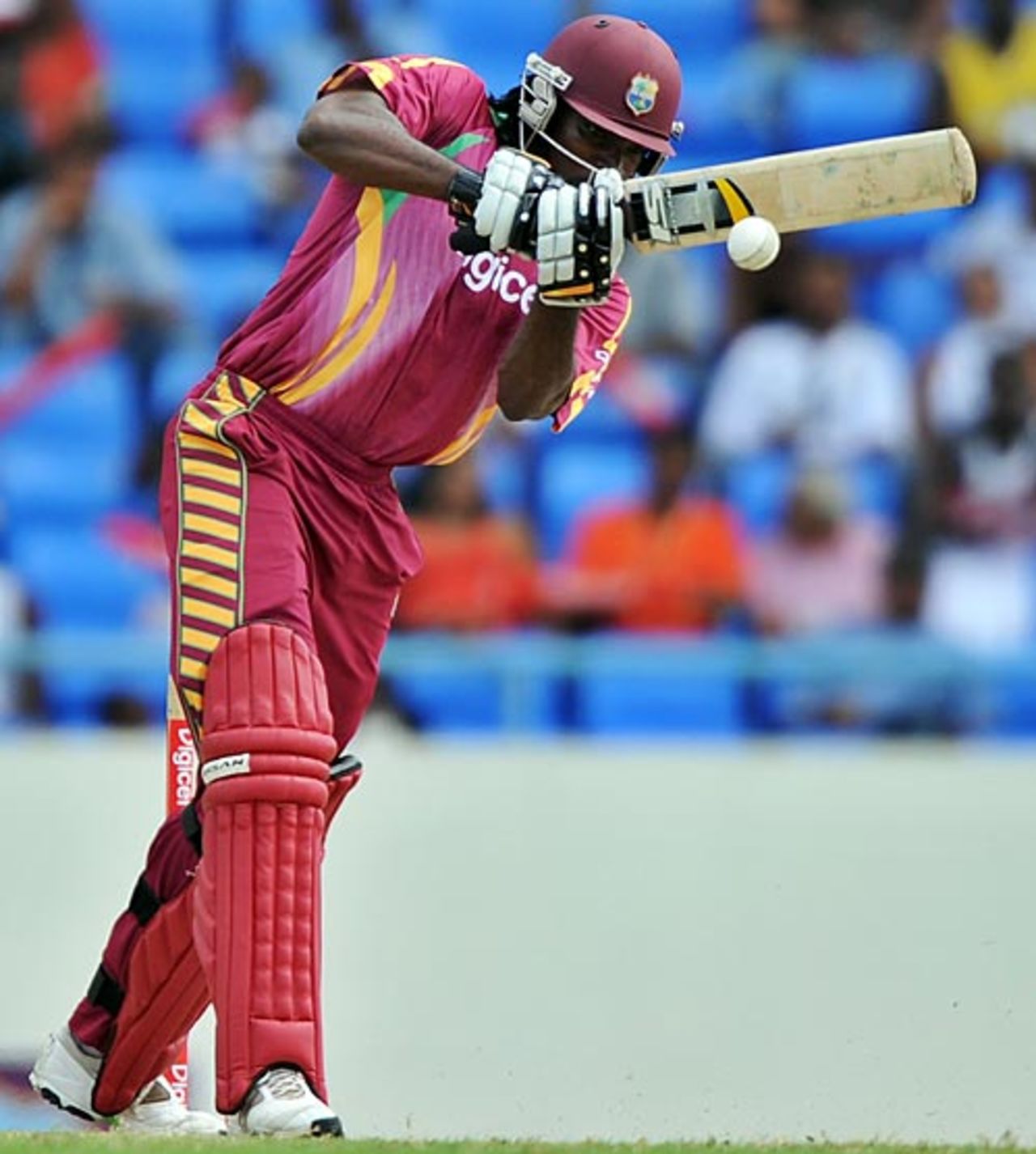Chris Gayle plays the flick, West Indies v South Africa, 1st ODI, Antigua, May 22, 2010