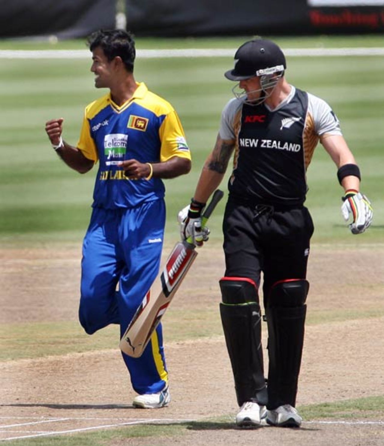 Nuwan Kulasekara celebrates the wicket of Brendon McCullum, New Zealand v Sri Lanka, 2nd Twenty20 international, Florida, May 23 2010