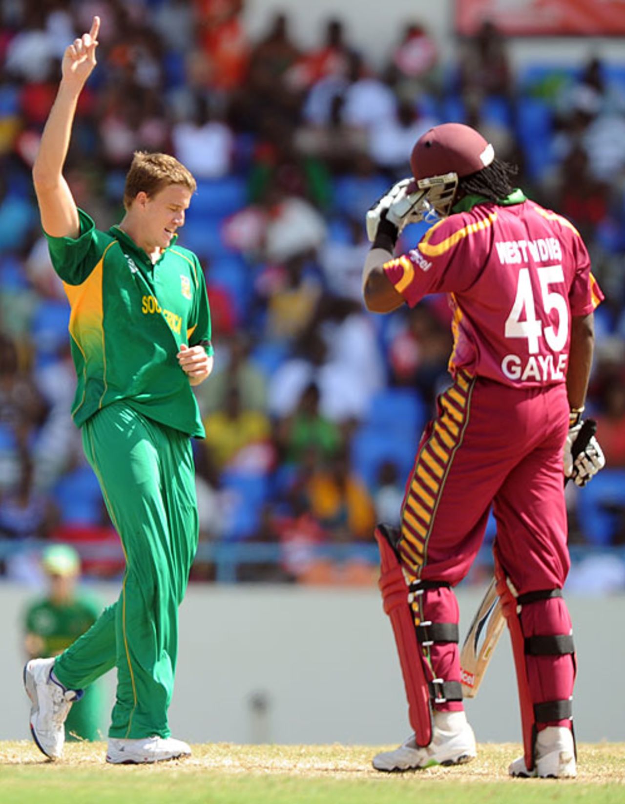Morne Morkel claimed the crucial wicket of Chris Gayle to give South Africa control, West Indies v South Africa, 2nd ODI, Antigua, May 24, 2010